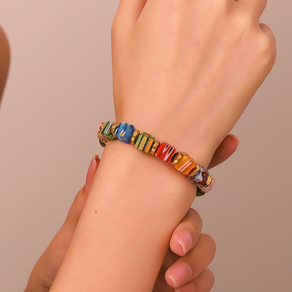 Wholesale Handmade Murano Thousand Flower Crystal Bracelet Beads DIY